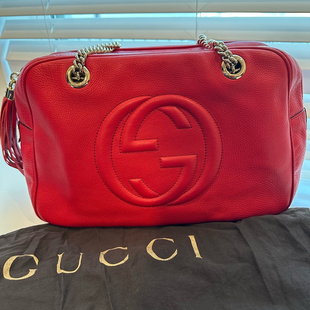 Gucci Red Chain Strap Shoulder Bag